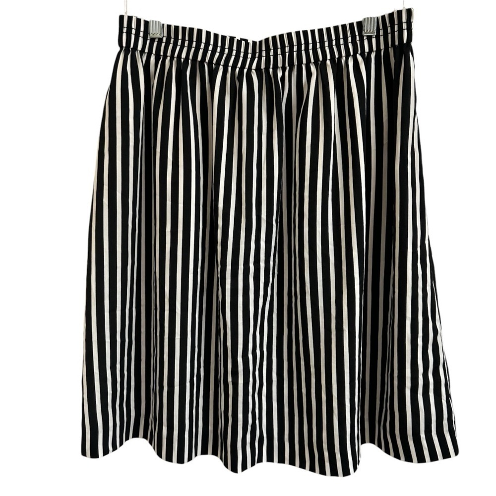 J. Crew Mercantile Womens Size 10 High Waisted Black White Striped Pleated Skirt - Picture 3 of 11